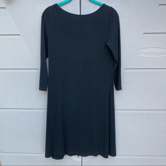 Eileen Fisher Women Solid Black Viscose Sleeveless Cowl-Neck Basic Dress Size PP - Picture 4 of 8